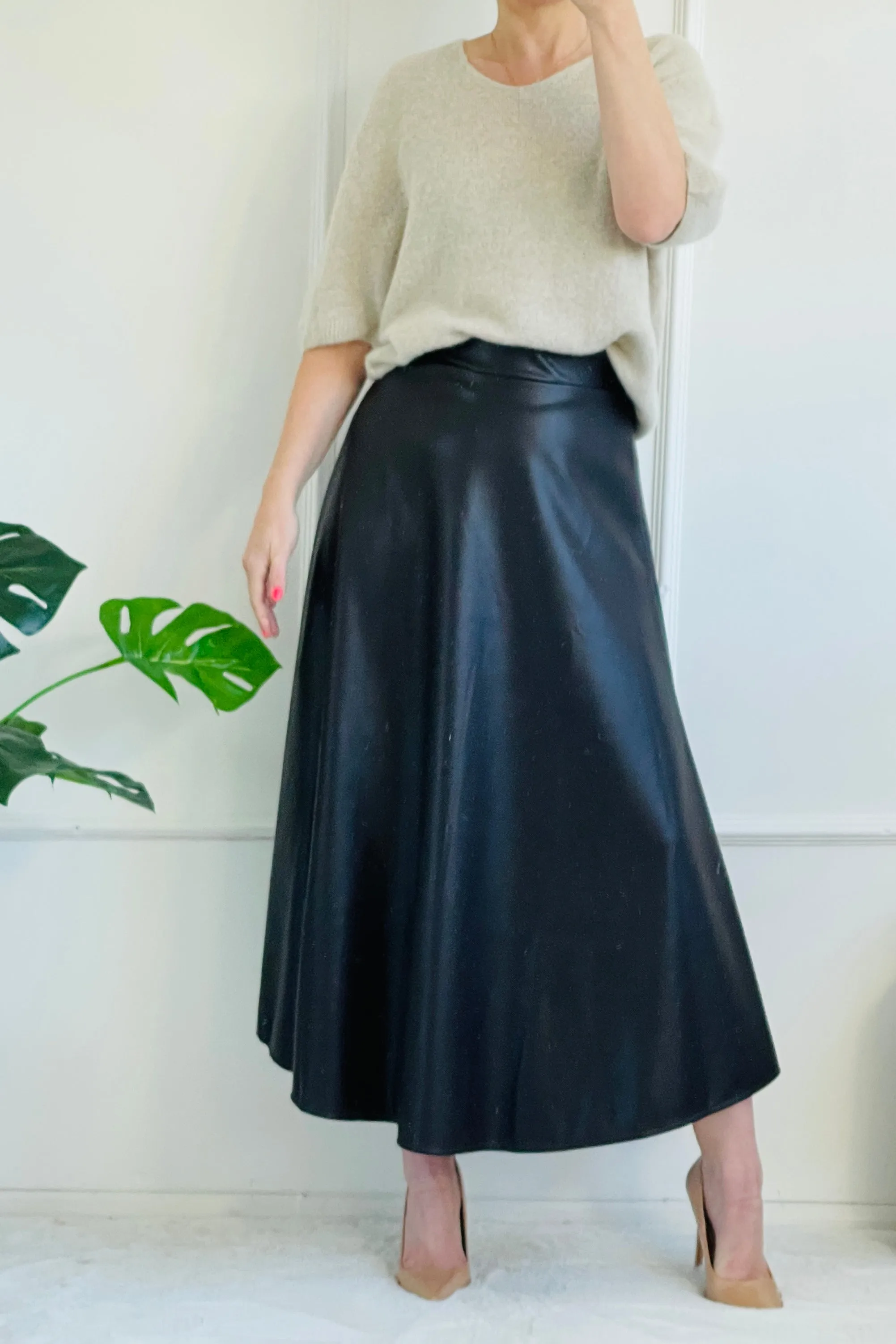 Roxie Pleather Maxi Skirt | Chocolate Brown