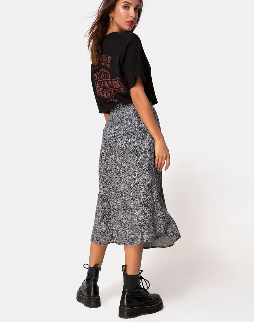 Saika Midi Skirt in Ditsy Leopard Grey