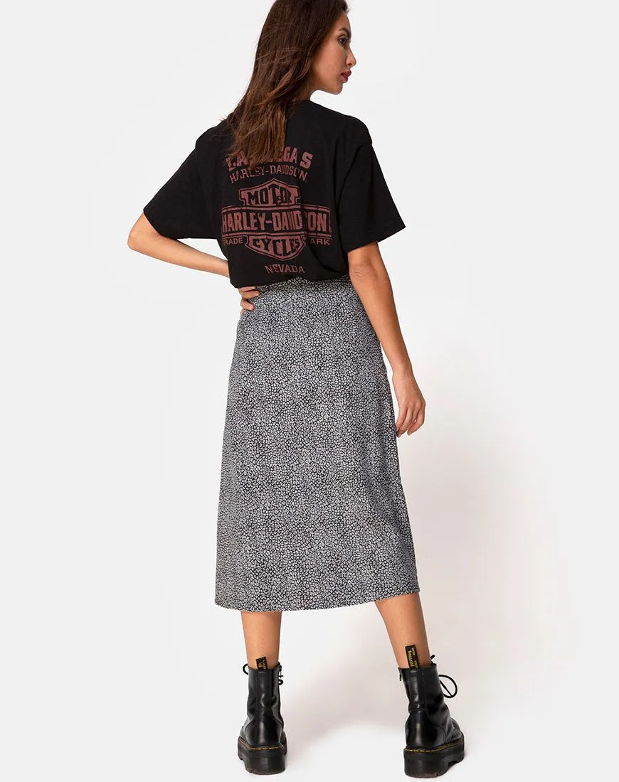 Saika Midi Skirt in Ditsy Leopard Grey