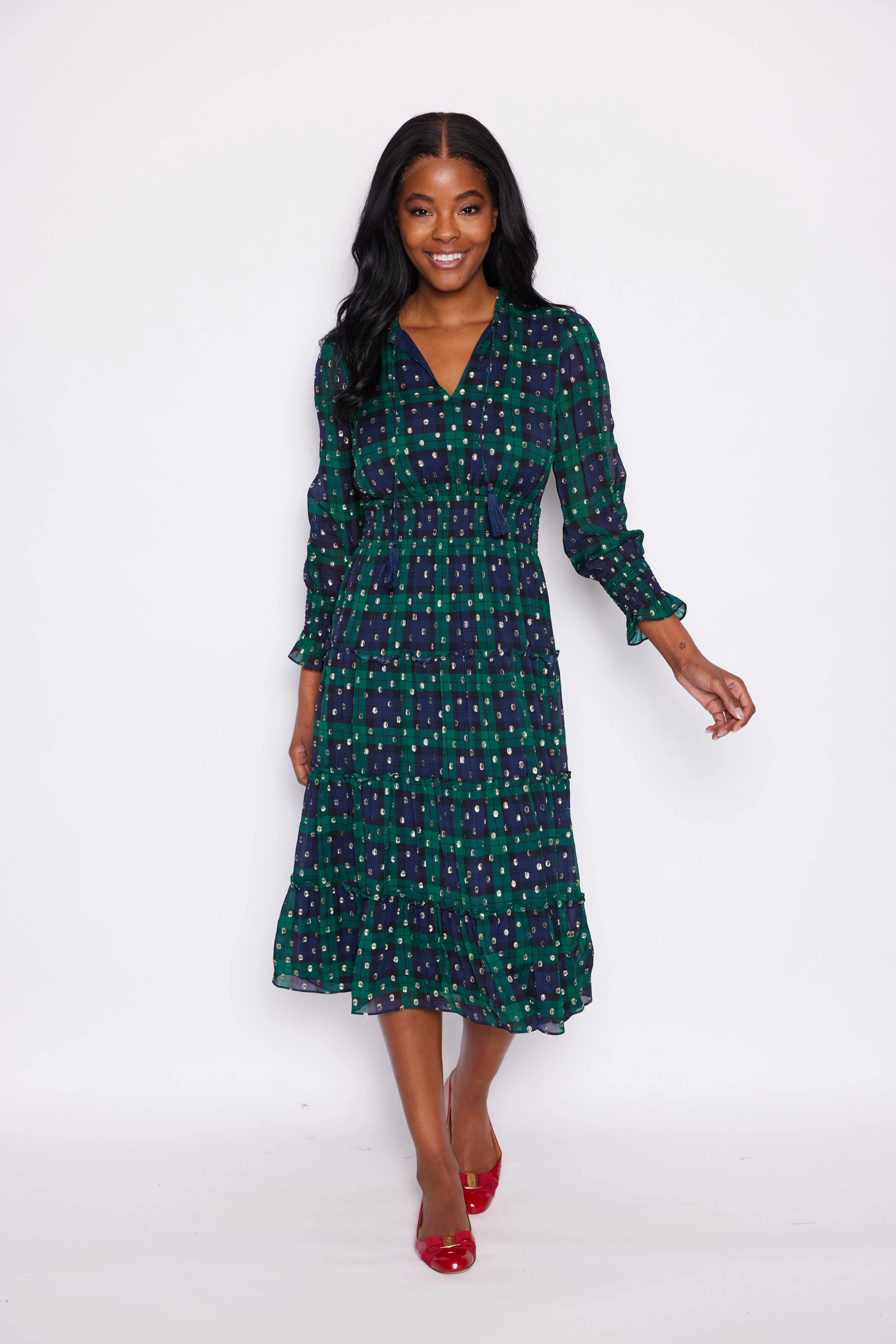 Sail to Sable Kate Midi Dress - Blackwatch Plaid