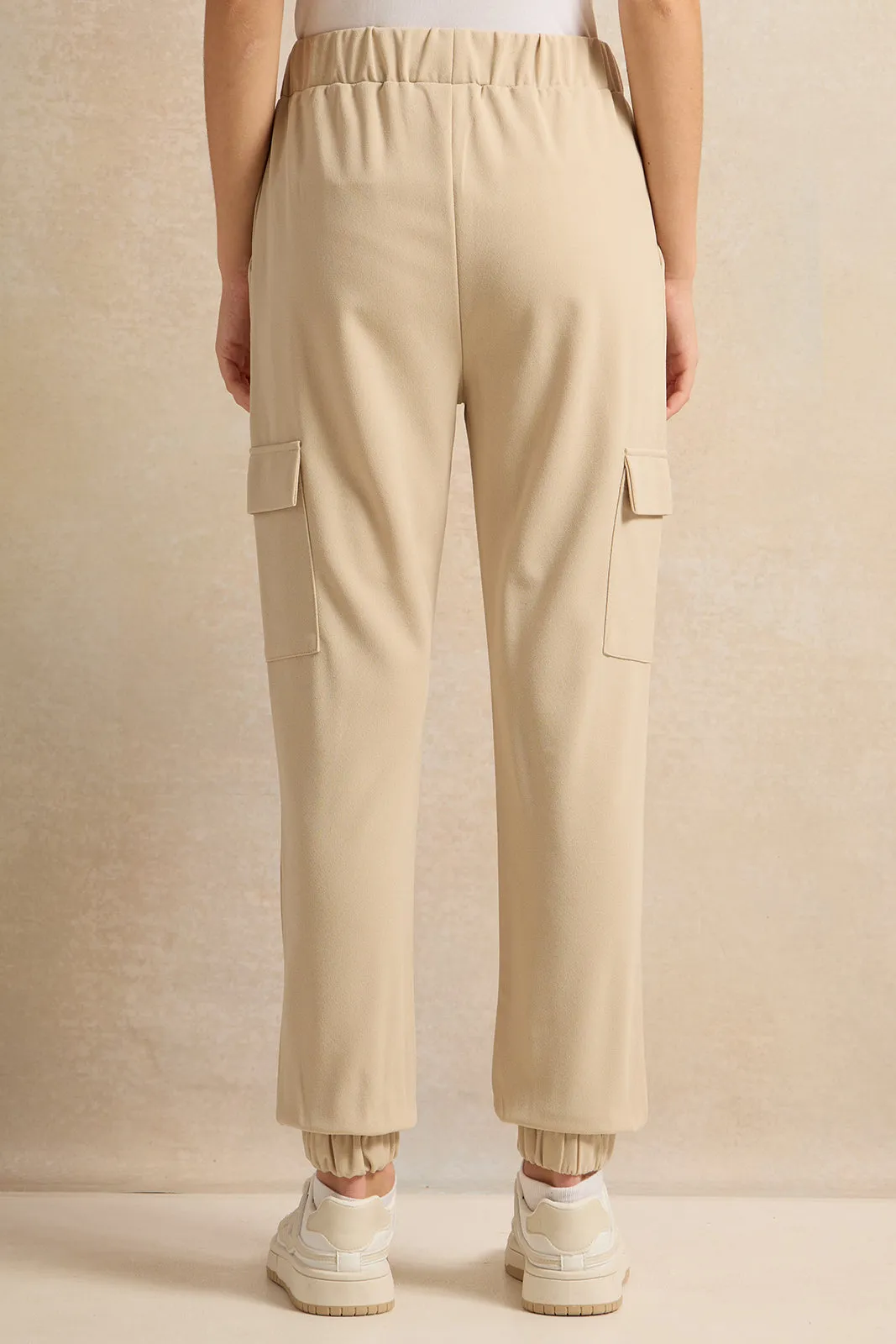 Senior Girls Beige Cargo Trousers