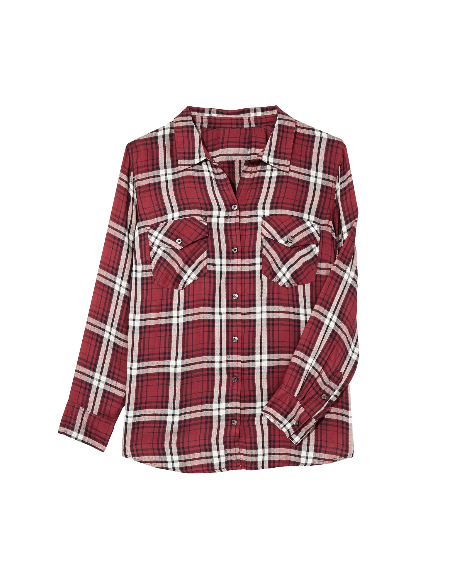 Serena Button Down Plaid Top | Navy / Red