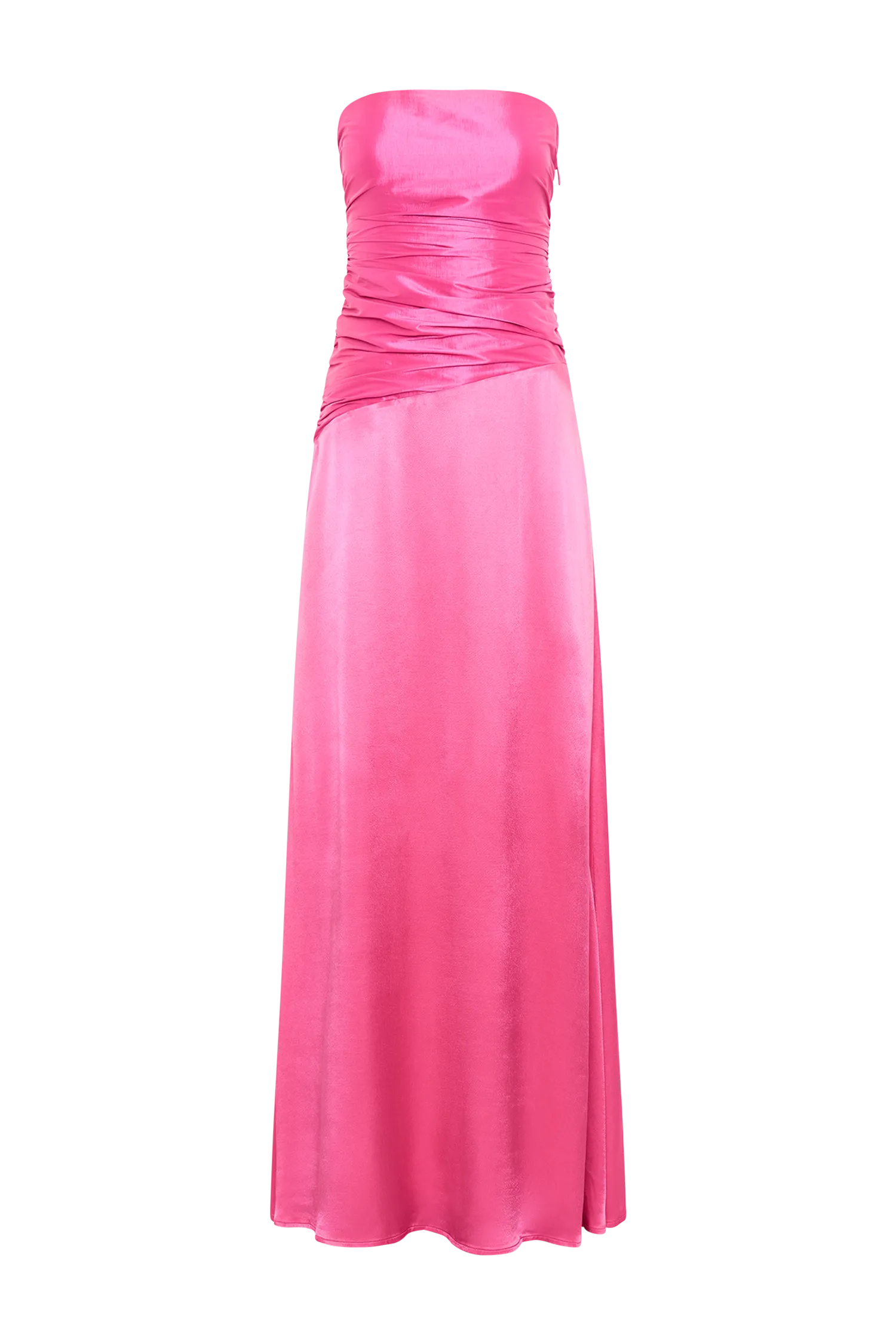 Serena Strapless Taffeta Maxi Dress - Crimson Pink