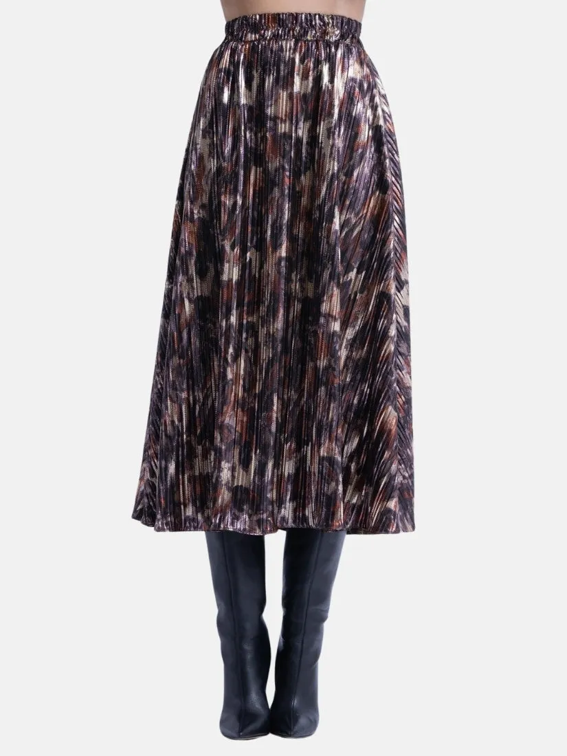 Shimmery Printed Midi Skirt