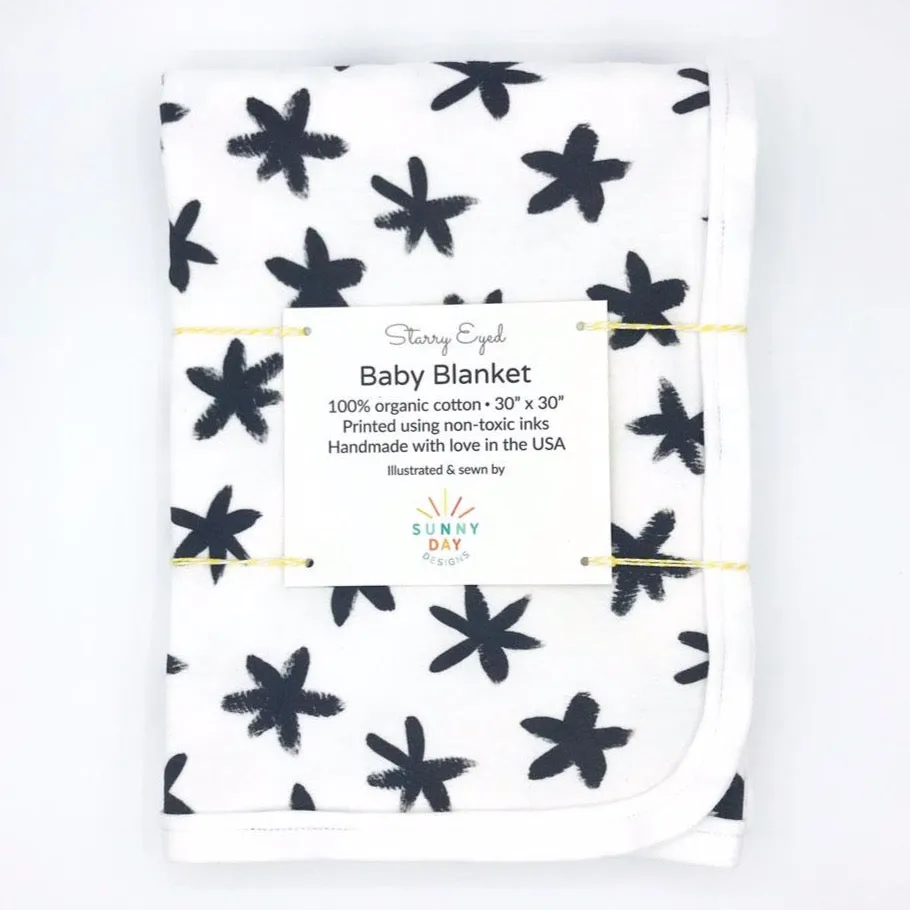 Starry Eyed Baby Receiving Blanket - Organic Cotton