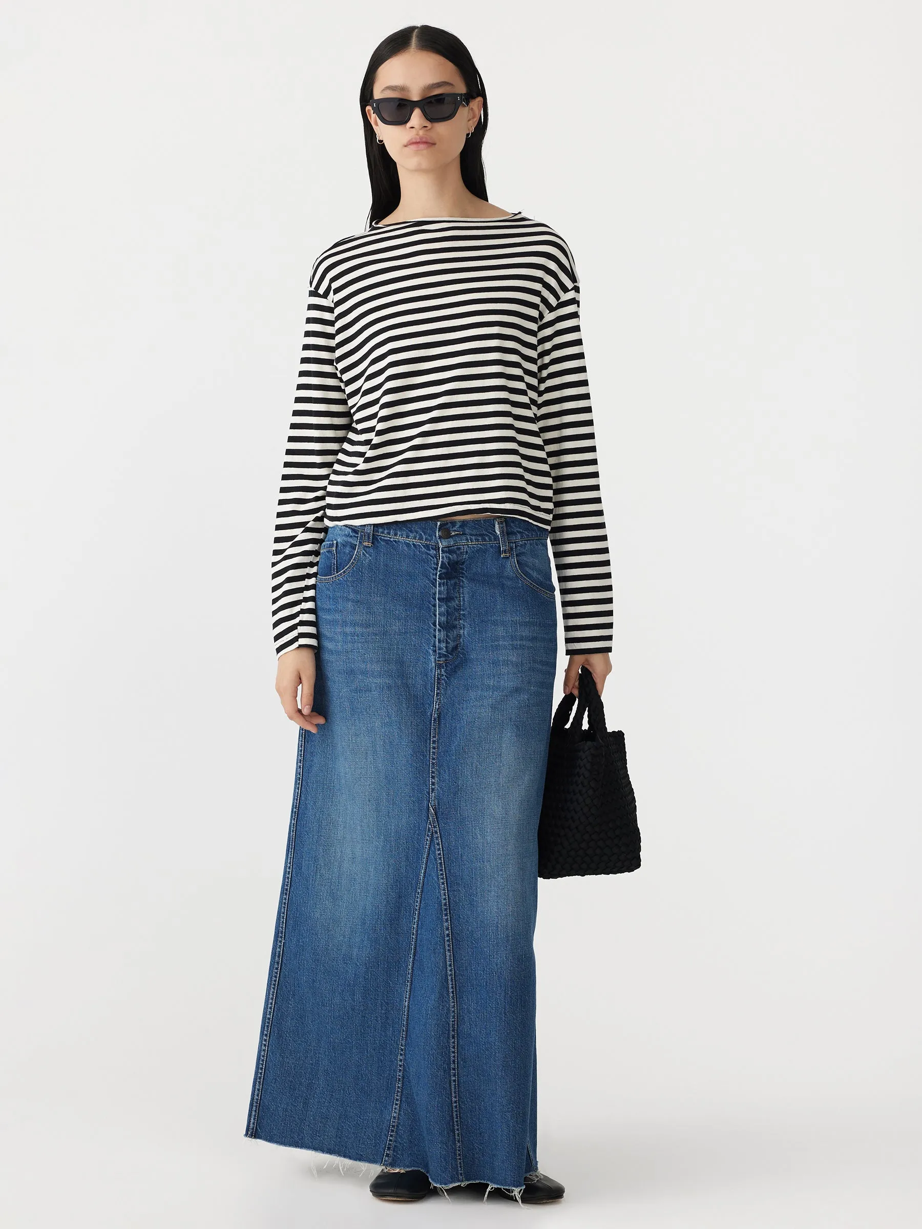 stripe boxy long sleeve t.shirt