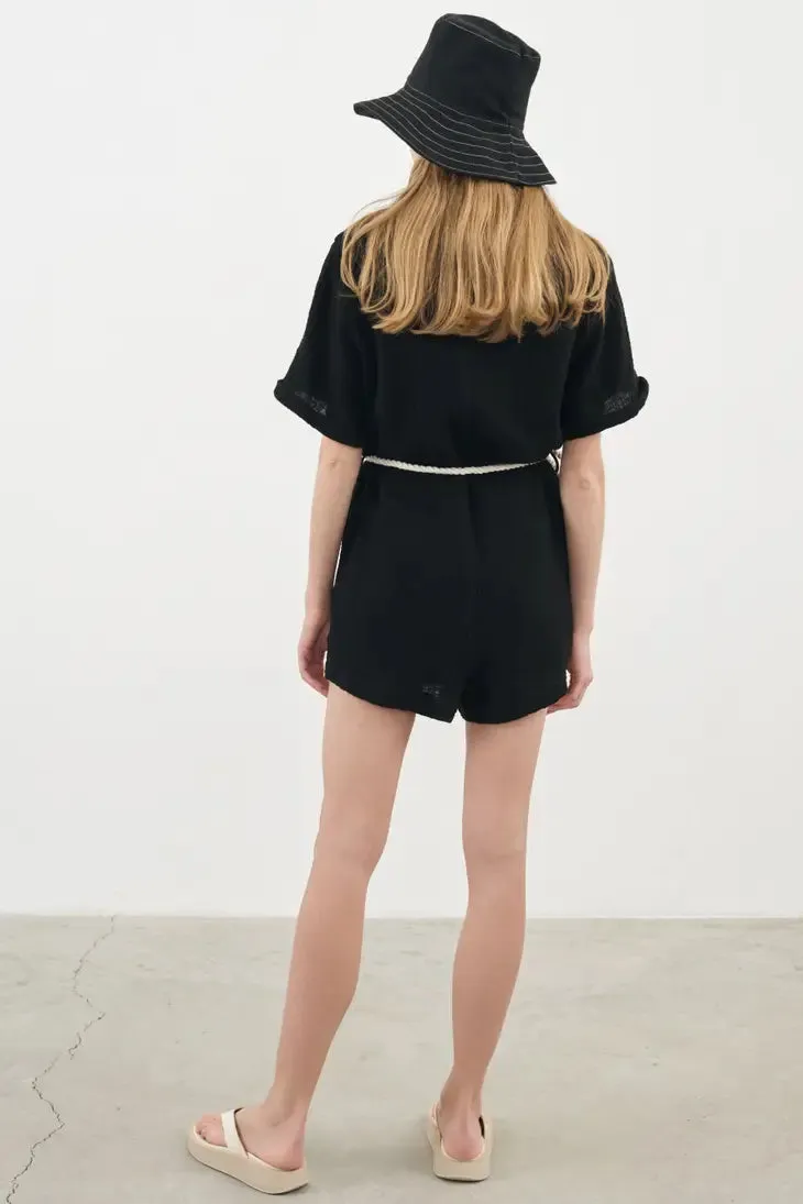 The Handloom Mia Romper Black