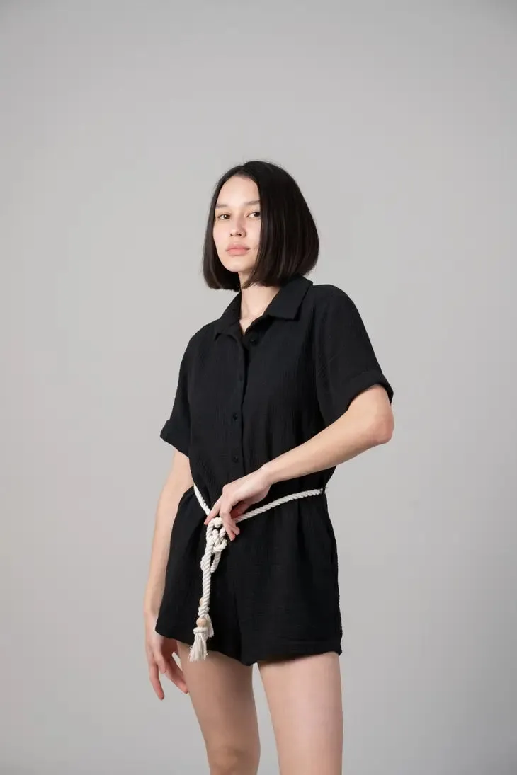 The Handloom Mia Romper Black