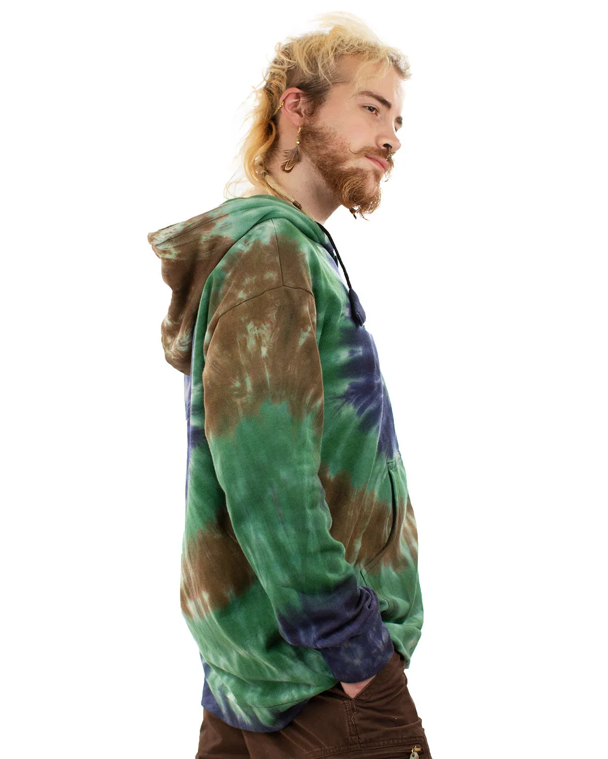 Tie Dye Zip Up Hoodie Jacket Green/Blue