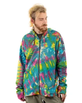 Tie Dye Zip Up Hoodie Jacket Rainbow