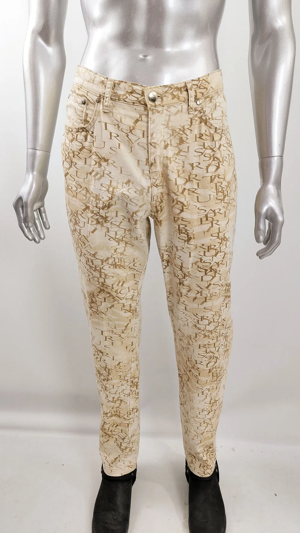 Trussardi Vintage Mens 90s Logo All Over Print Pants