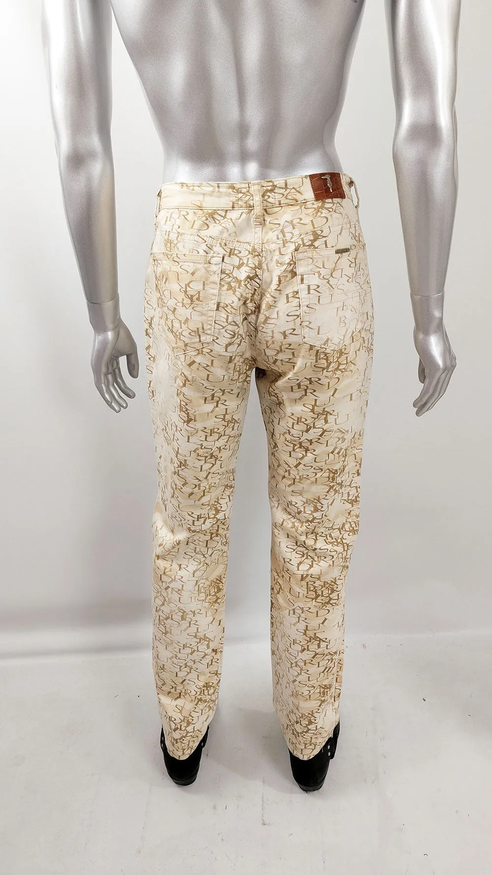 Trussardi Vintage Mens 90s Logo All Over Print Pants