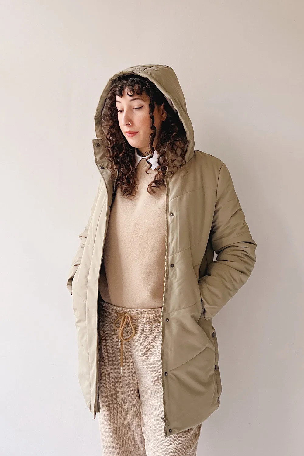 Tuvalu Sage | Quilted Coat w/ Side Vents