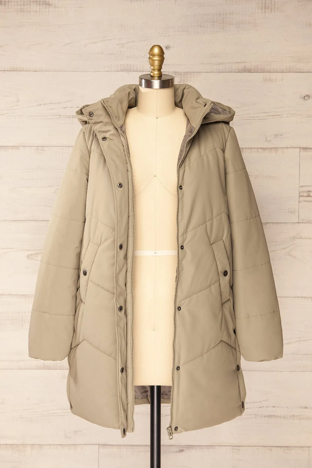 Tuvalu Sage | Quilted Coat w/ Side Vents