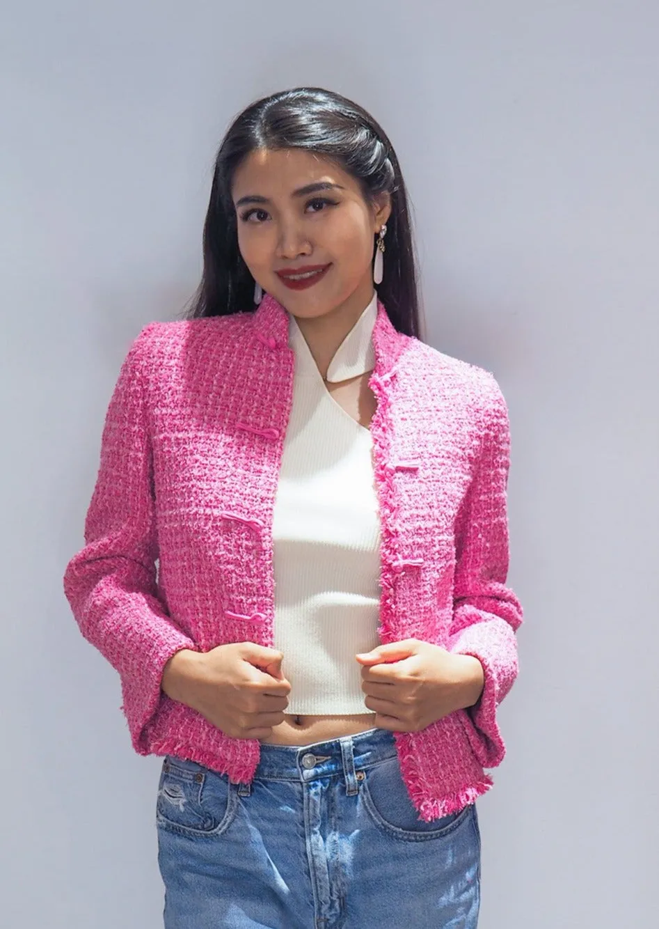 Tweed Tang Jacket (Rose Pink)