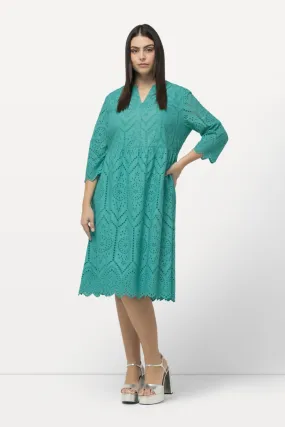 Ulla Popken Eyelet Lace Dress in Green