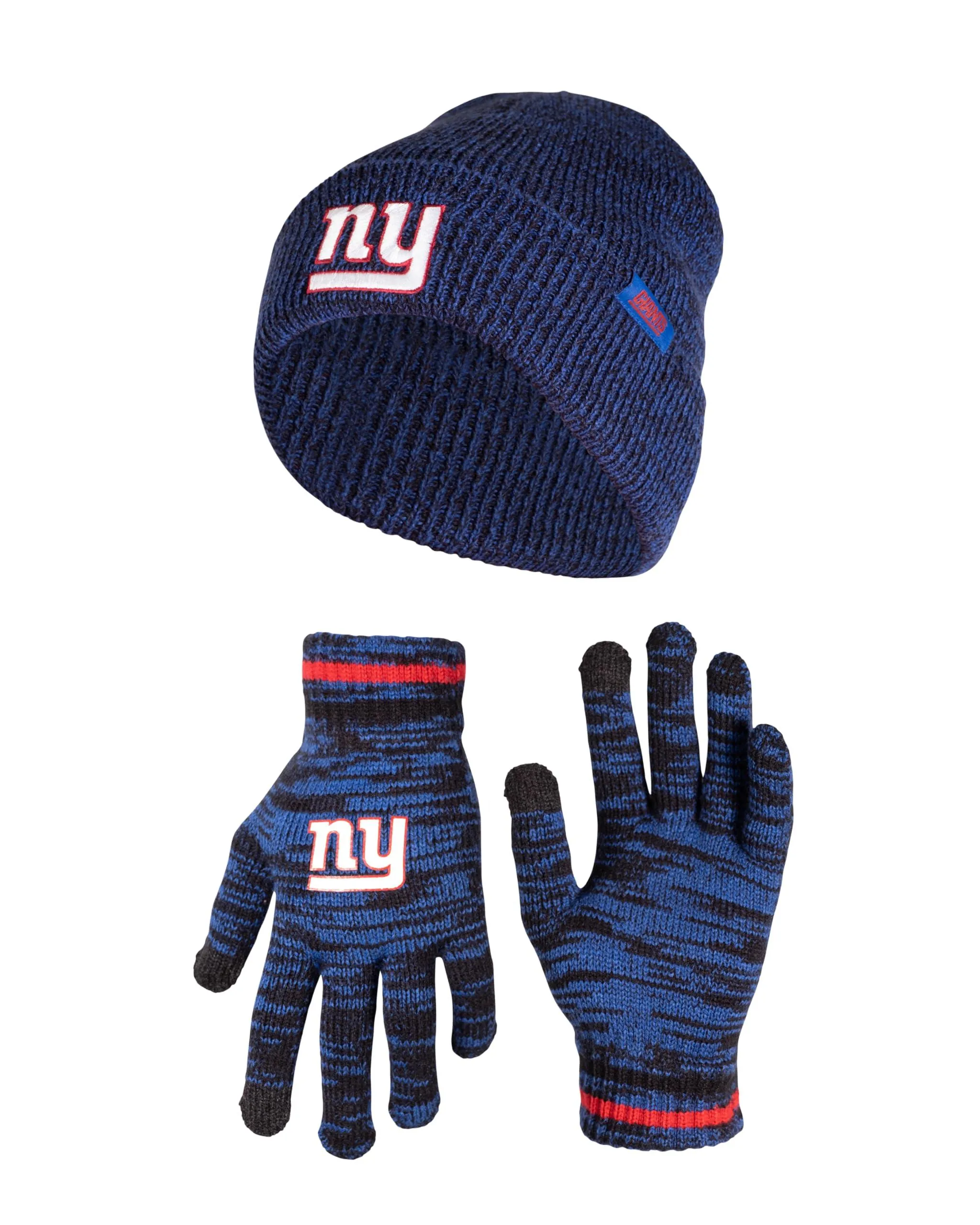 Ultra Game Adults Unisex NFL Official Super Soft Marl Knit Winter Beanie Knit Hat with Extra Warm Touch Screen Gloves|New York Giants