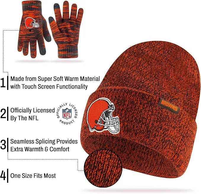 Ultra Game Adults Unisex NFL Official Super Soft Marl Knit Winter Beanie Knit Hat with Extra Warm Touch Screen Gloves|New York Giants