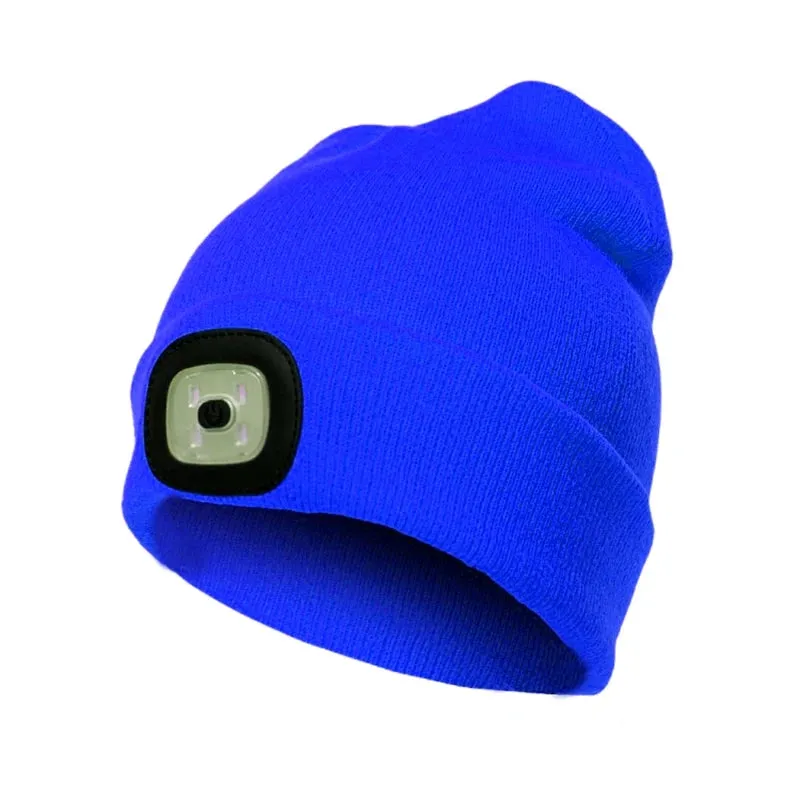 Unisex LED Beanie Hat with Light Gift for Men and Women With battery Winter Knit Lighted Headlight Hats Portable Headlamp Torch