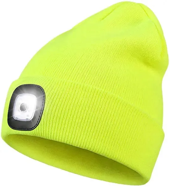 Unisex LED Beanie Hat with Light Gift for Men and Women With battery Winter Knit Lighted Headlight Hats Portable Headlamp Torch