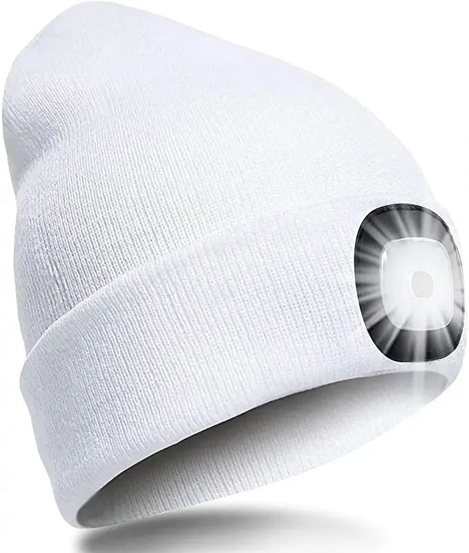 Unisex LED Beanie Hat with Light Gift for Men and Women With battery Winter Knit Lighted Headlight Hats Portable Headlamp Torch