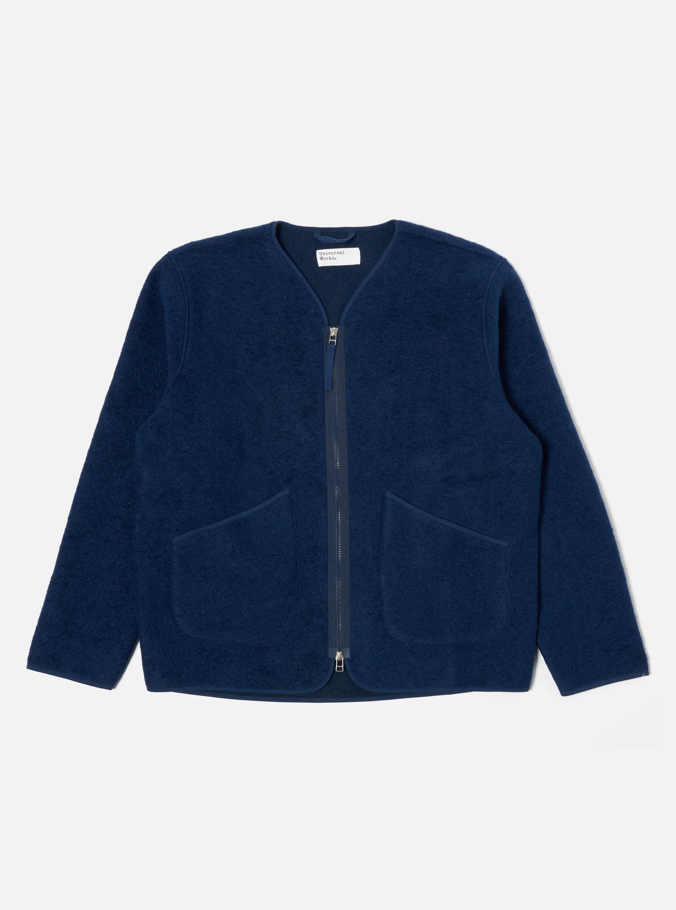 Universal Works Zip Liner Jacket in Indigo Wool Fleece