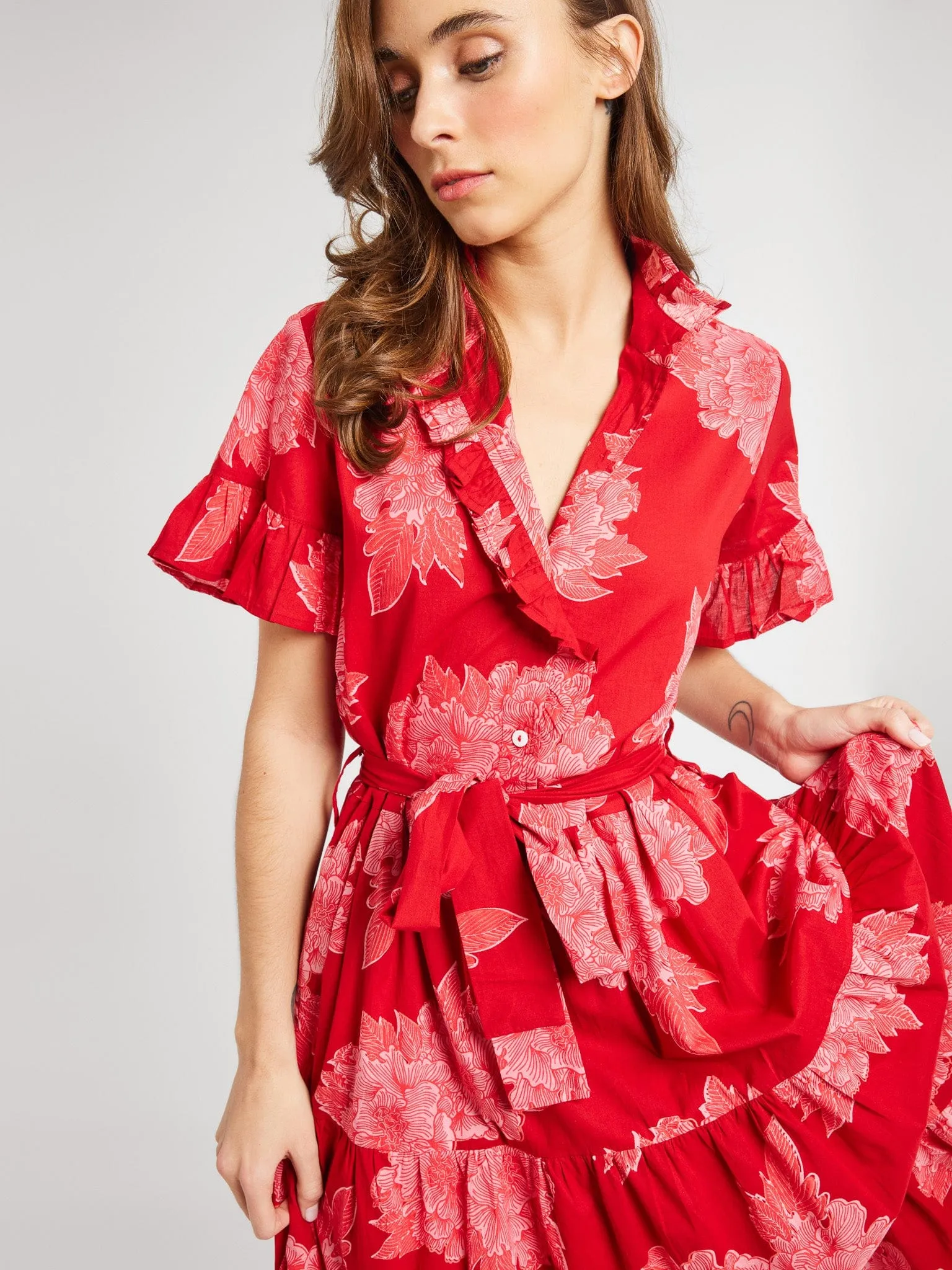 Victoria Dress in Crimson Floral