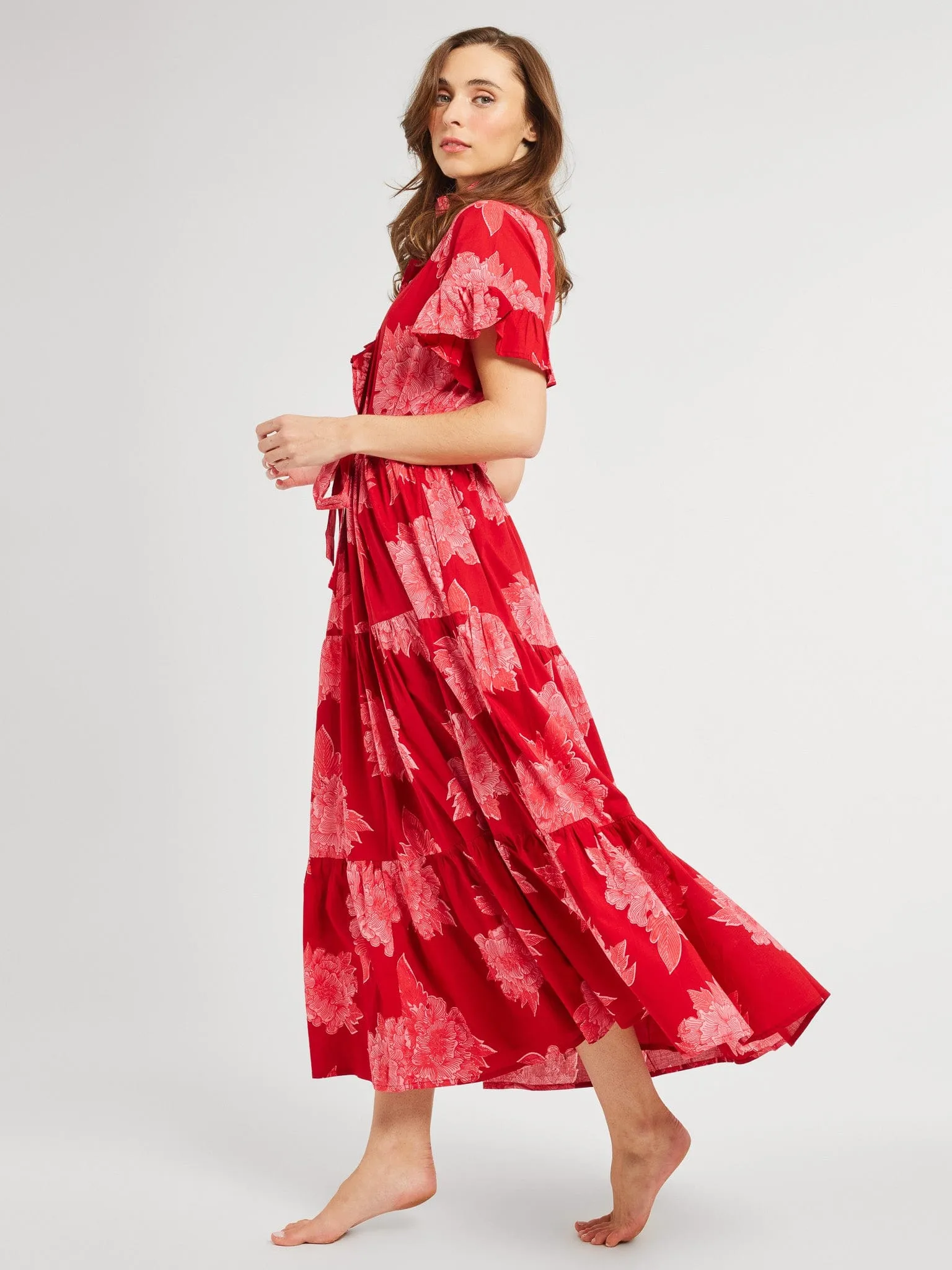 Victoria Dress in Crimson Floral