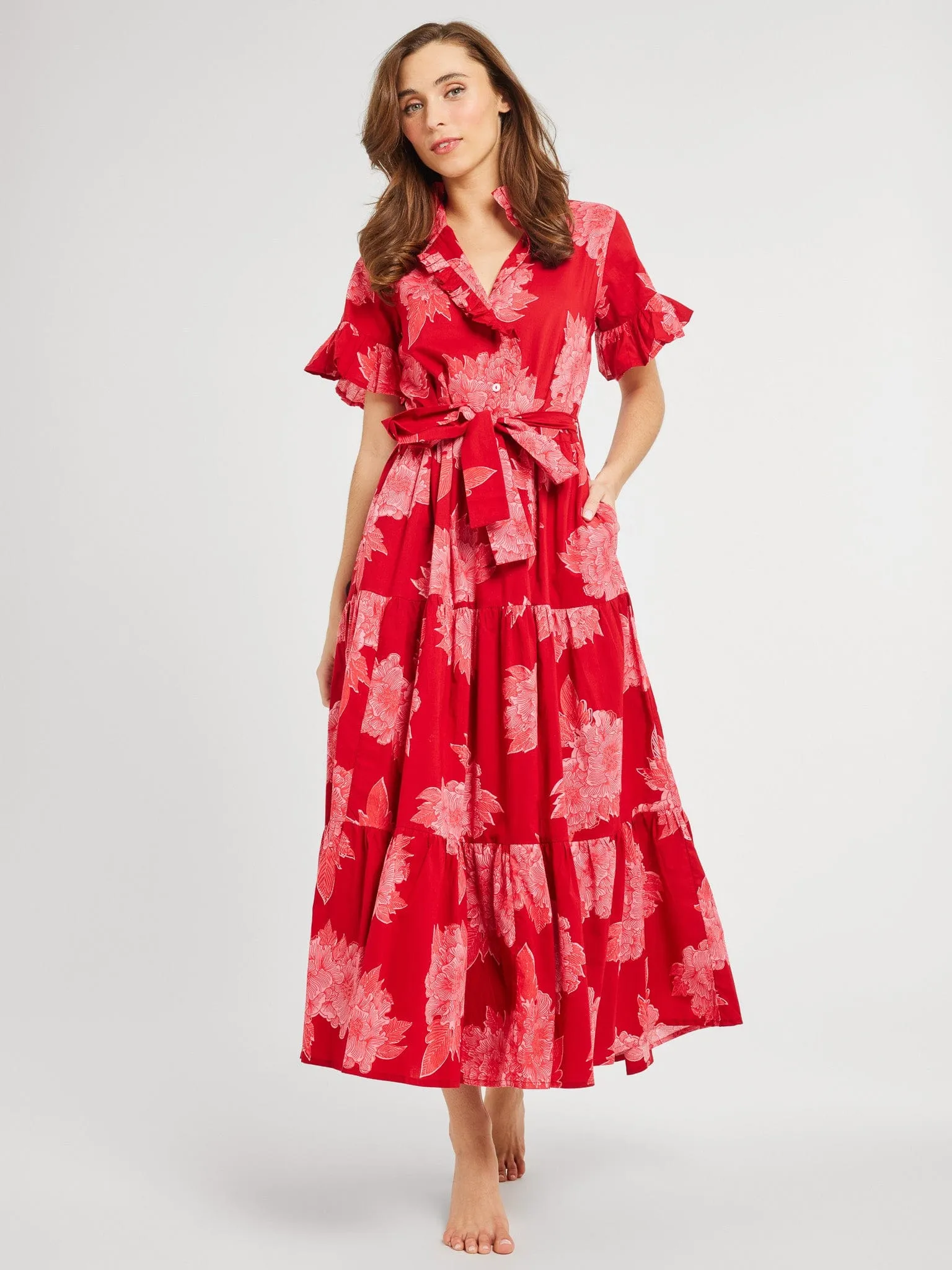 Victoria Dress in Crimson Floral