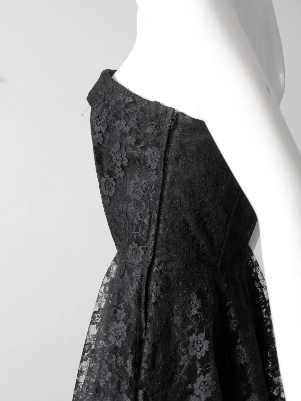 vintage 90s black lace strapless dress