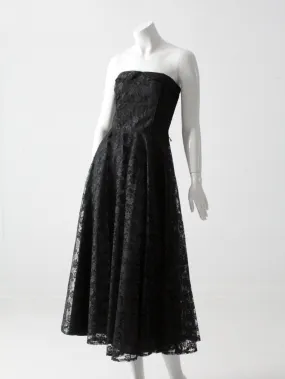 vintage 90s black lace strapless dress