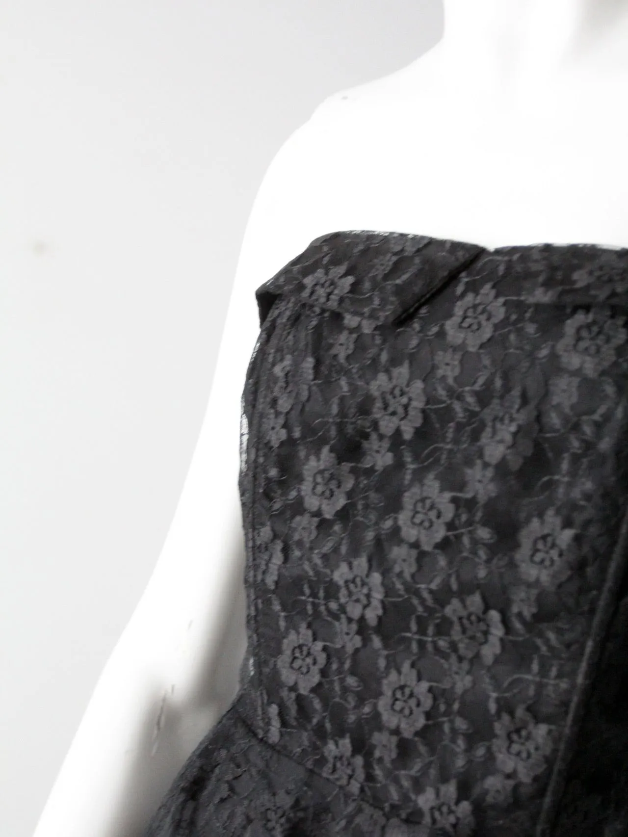 vintage 90s black lace strapless dress