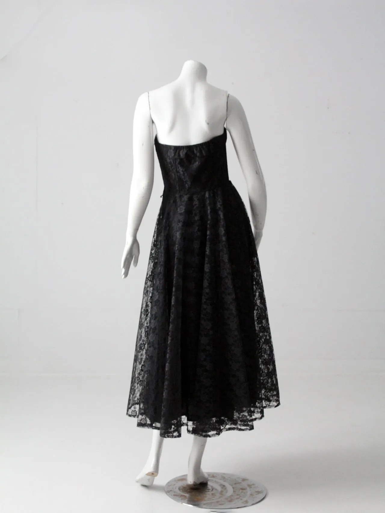 vintage 90s black lace strapless dress