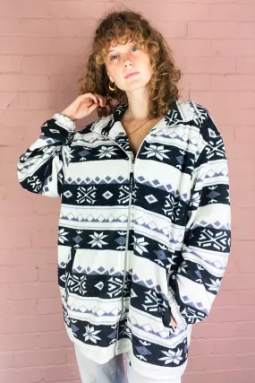 Vintage Fleece - Black, White & Mauve Crystal Flurry - Free Size