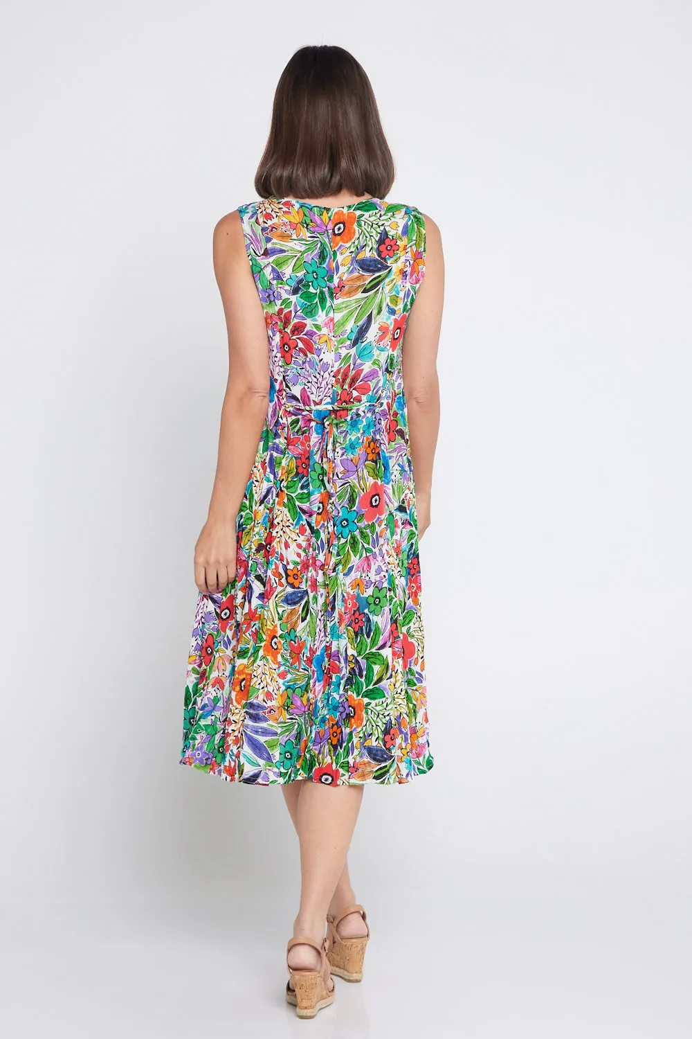 Welwyn Sleeveless Short Godet Dress - Floral Print