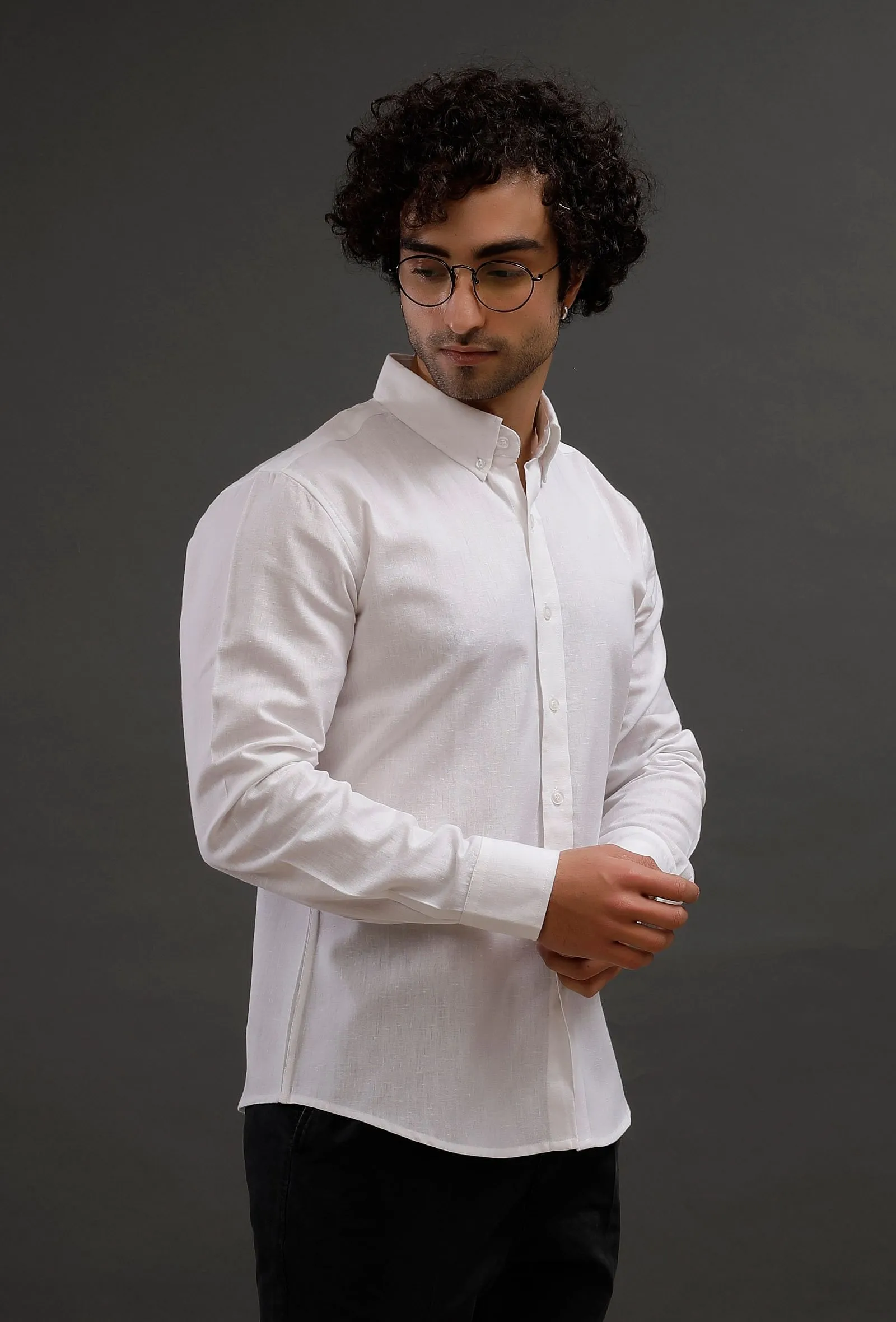 White Cotton Slim Fit Shirt