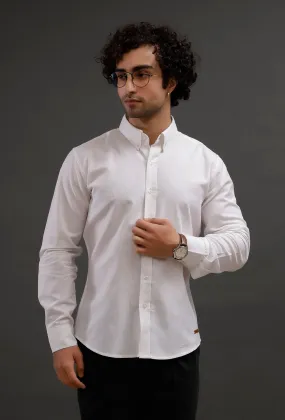 White Cotton Slim Fit Shirt