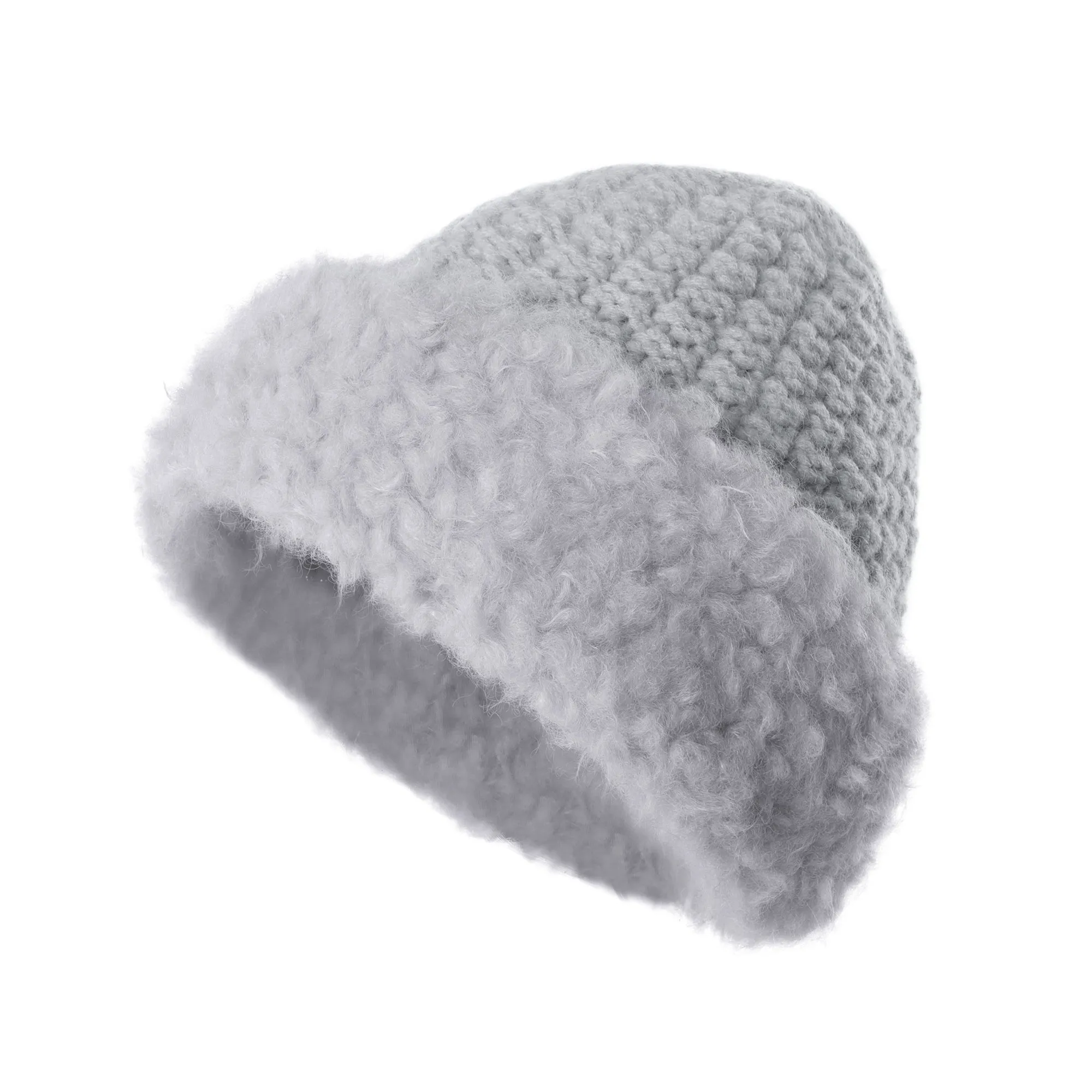 Winter Hats Knit Cap Faux Fur Hat Fluffy Bucket Hat Snow Cap for Women 21623