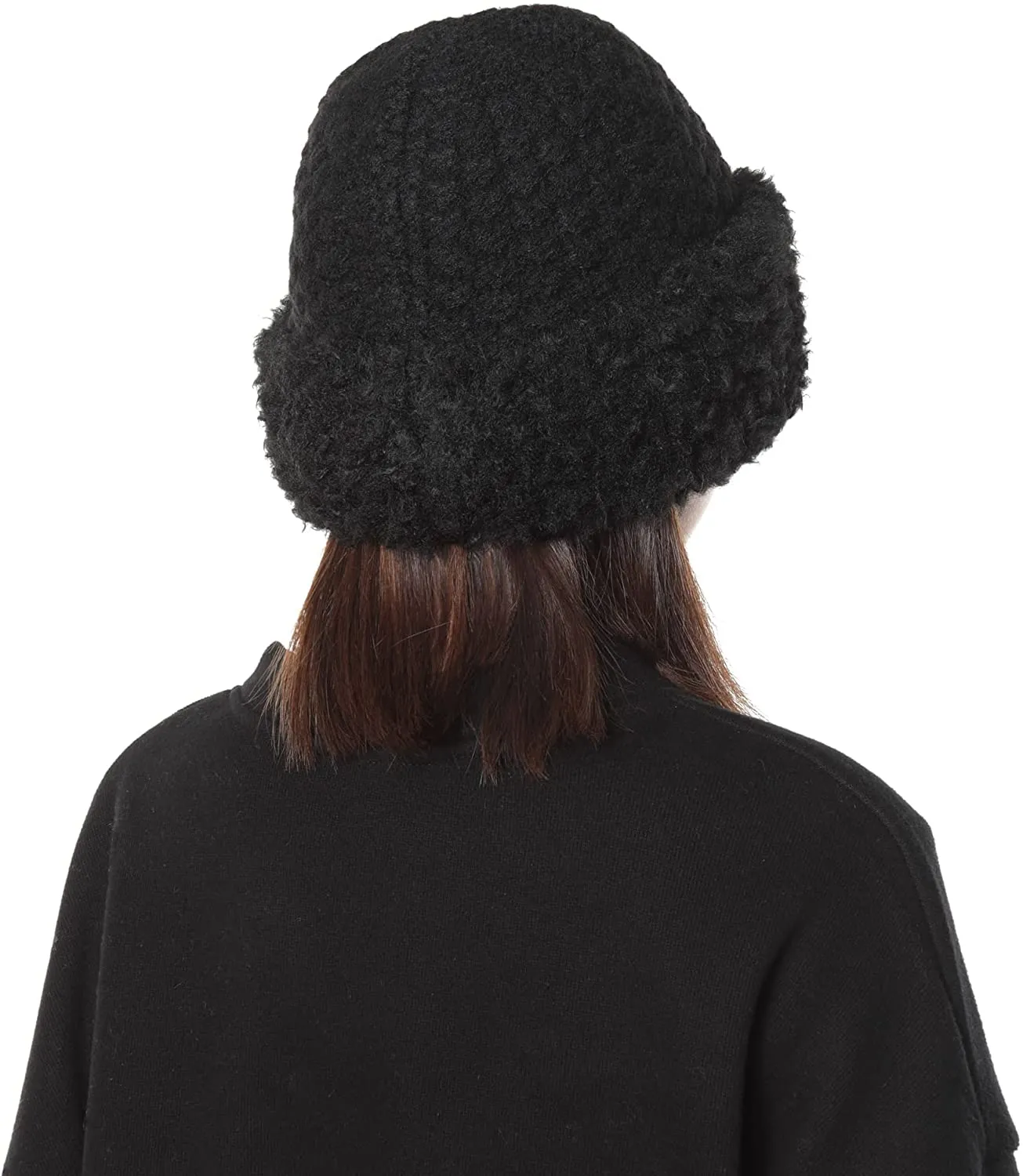 Winter Hats Knit Cap Faux Fur Hat Fluffy Bucket Hat Snow Cap for Women 21623