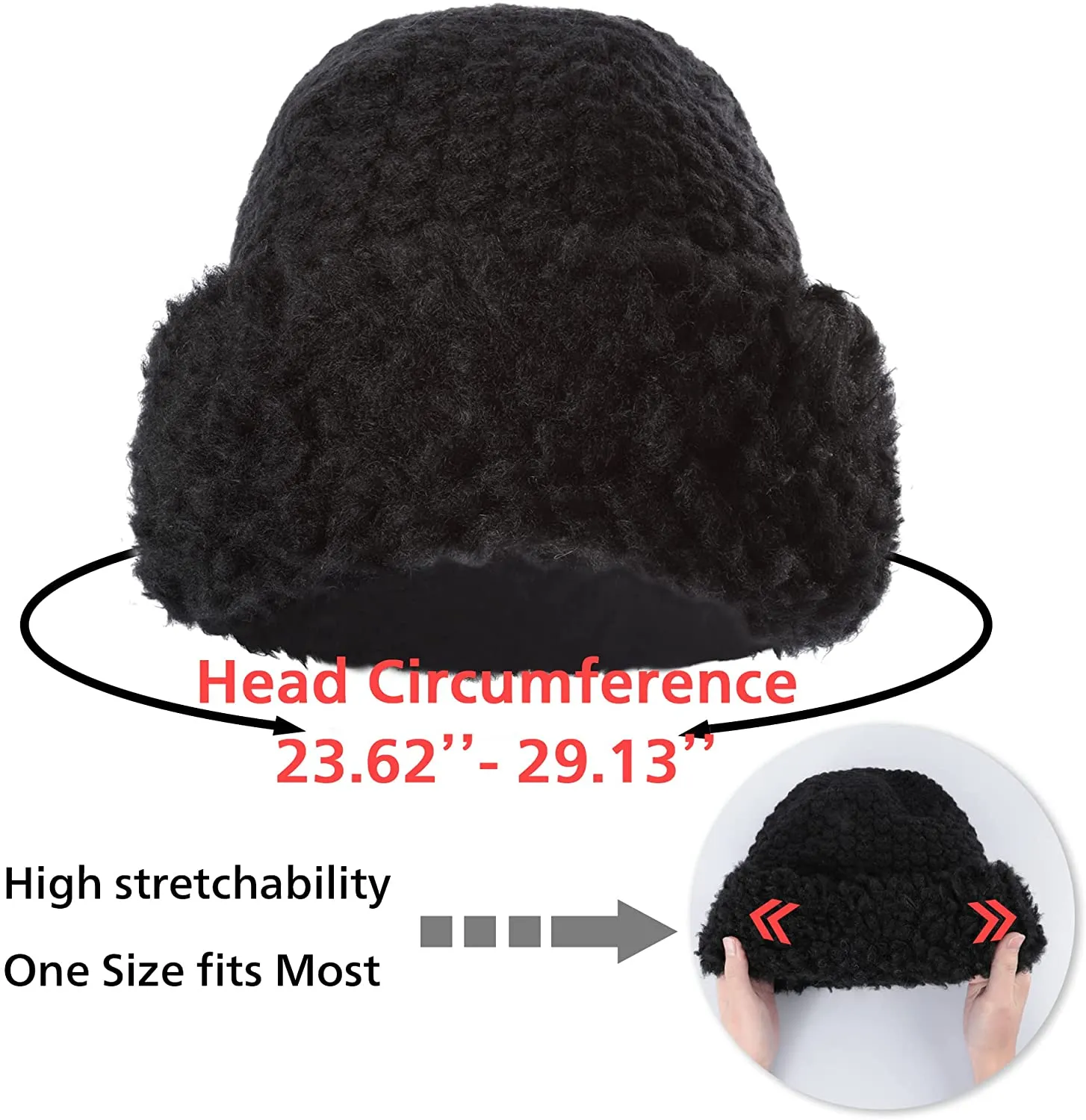 Winter Hats Knit Cap Faux Fur Hat Fluffy Bucket Hat Snow Cap for Women 21623