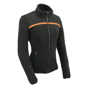 Women Micro Fleece Zipper Front Jacket w/ Orange Stripe