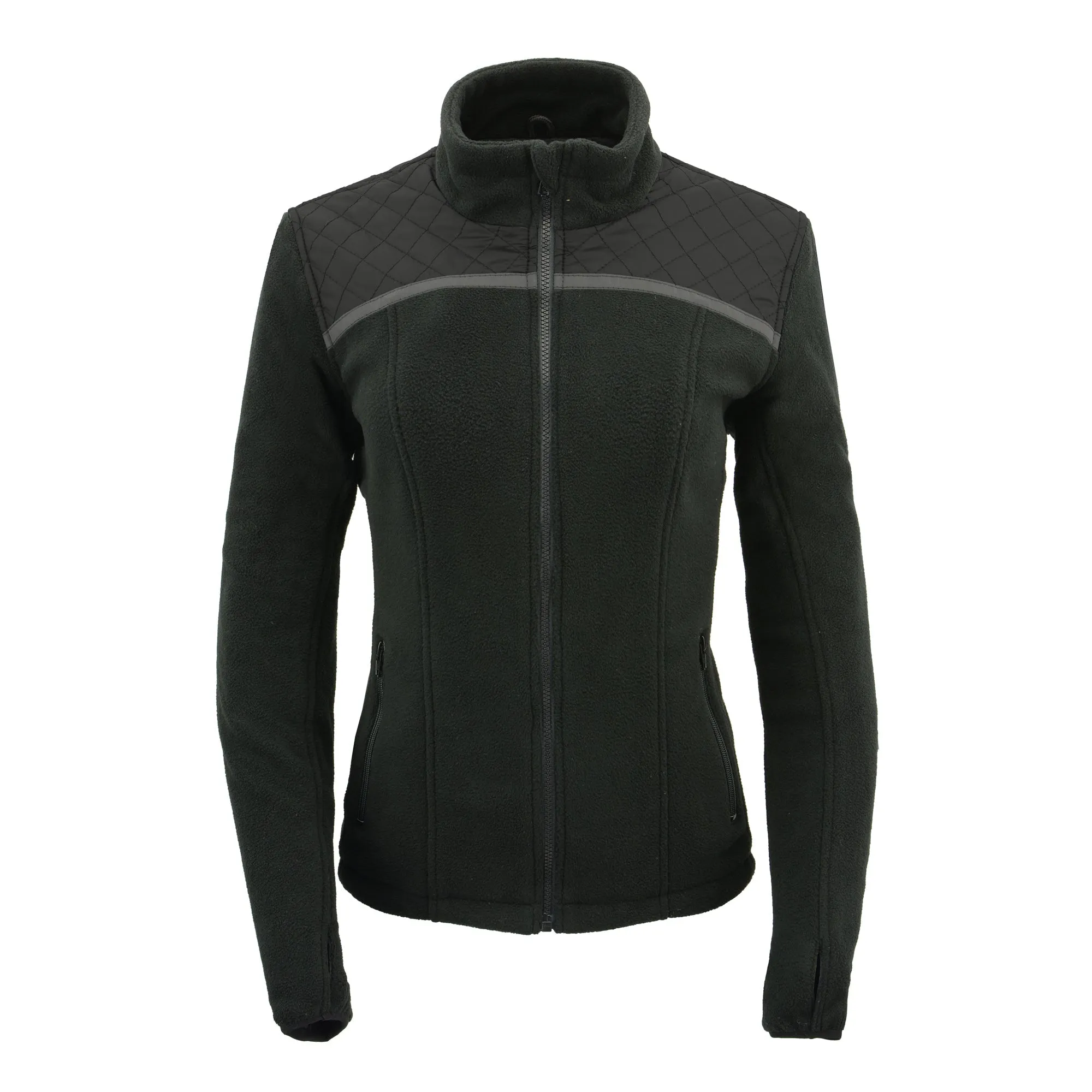 Women Micro Fleece Zipper Front Jacket w/ Reflective Stripes