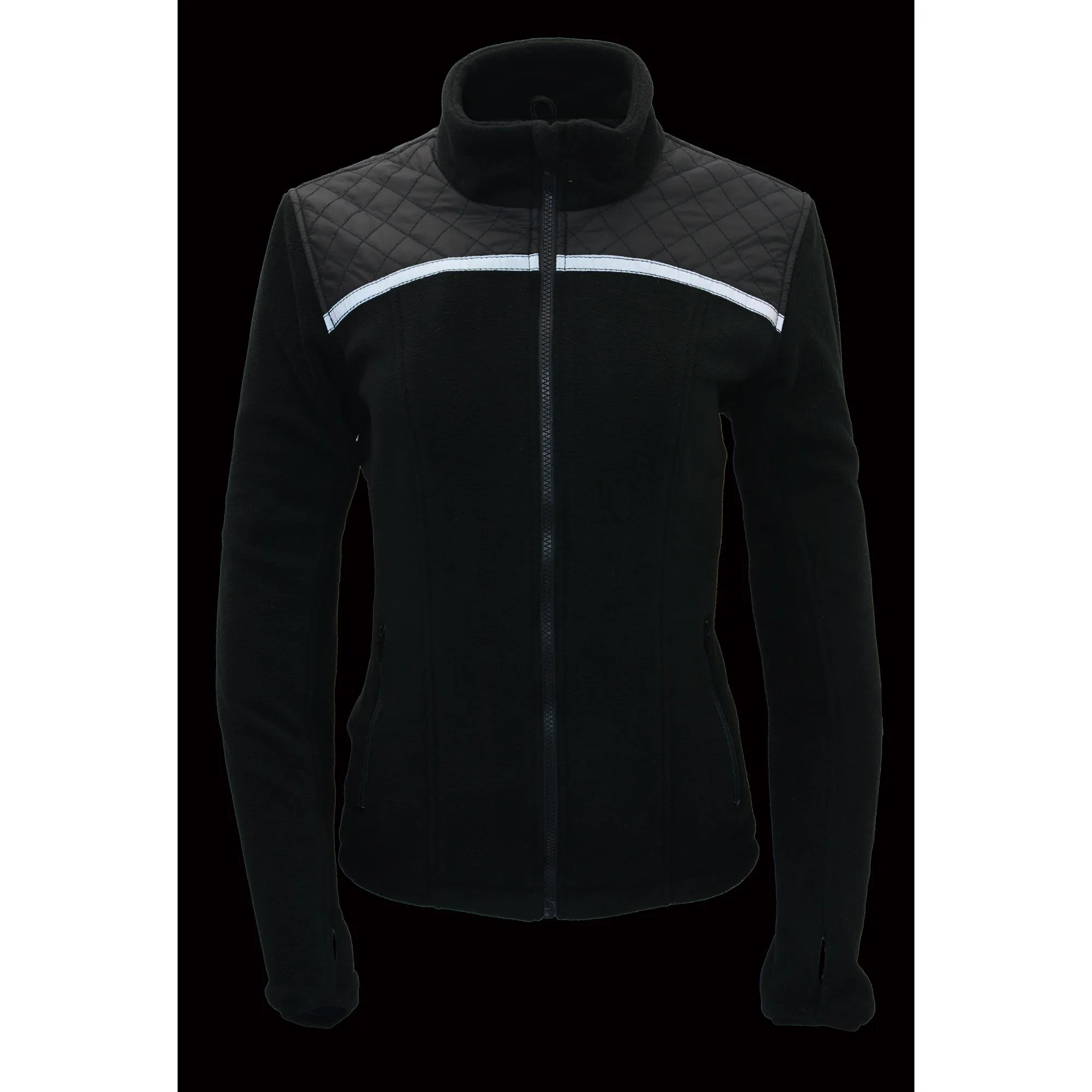 Women Micro Fleece Zipper Front Jacket w/ Reflective Stripes