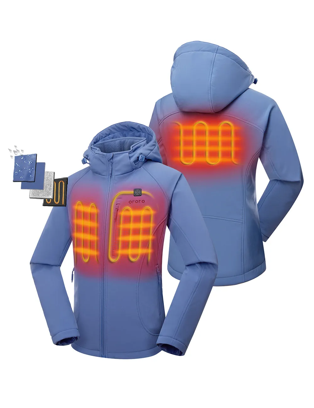 Women's Classic Heated Jacket - Blue/Orange (Apparel Only)