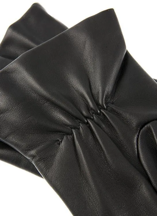 Women's Three-Point Cashmere-Lined Leather Gloves with Buttons