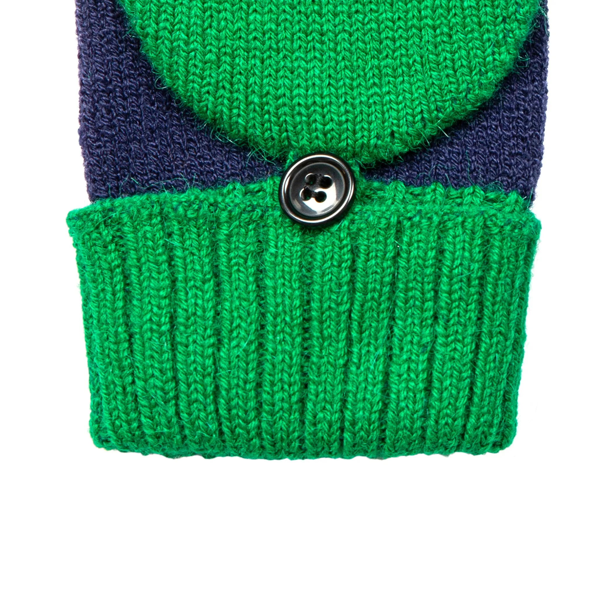 Women’s Two-Tone Knitted Fingerless Gloves with Mitten Flap