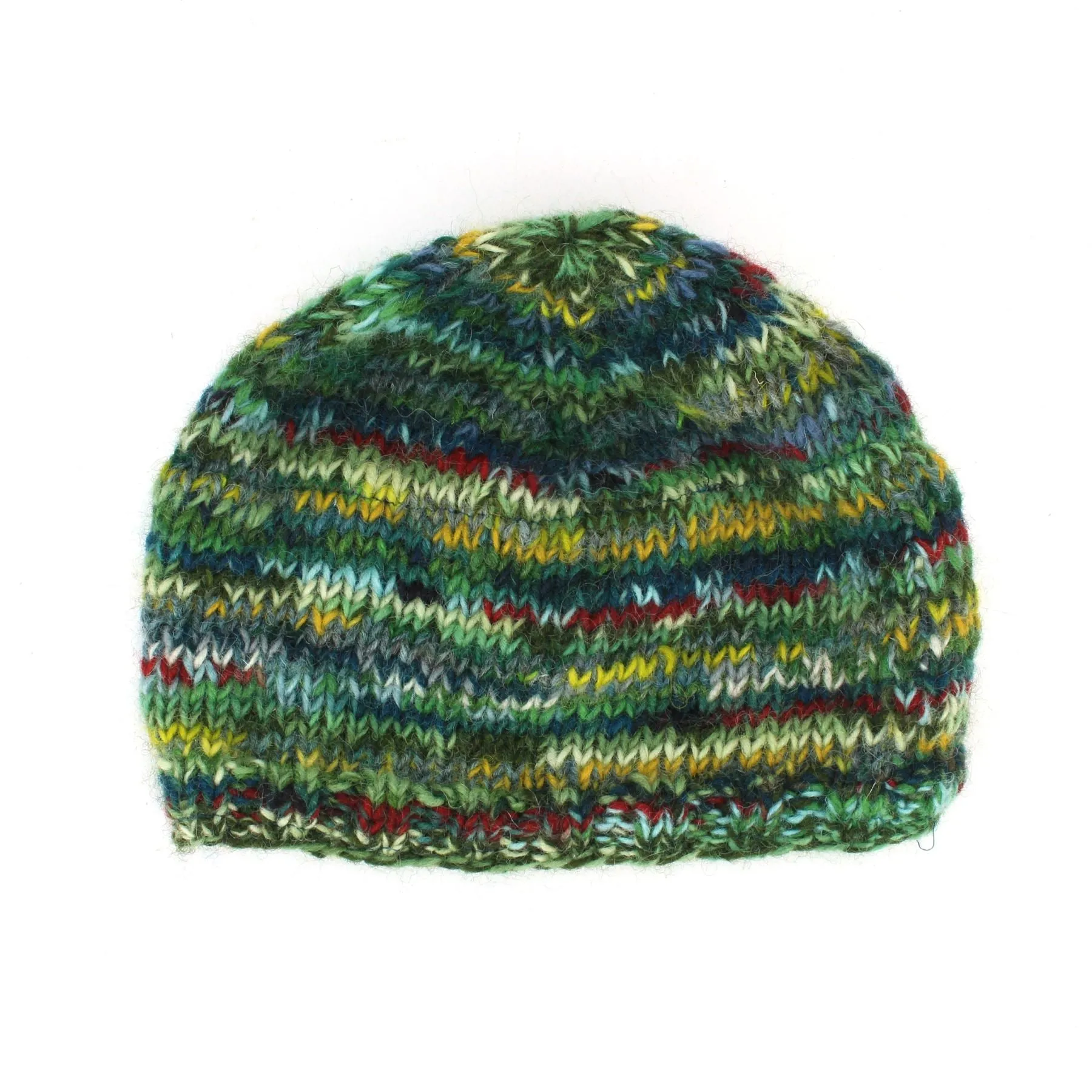 Wool Knit Beanie Hat - SD Green Mix