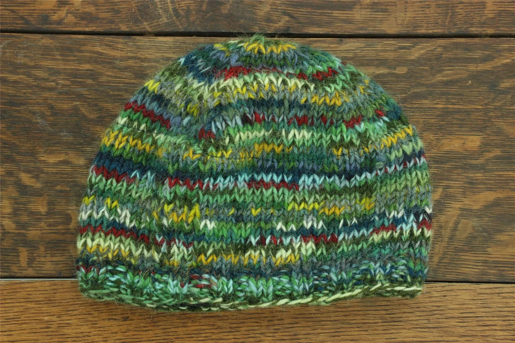 Wool Knit Beanie Hat - SD Green Mix