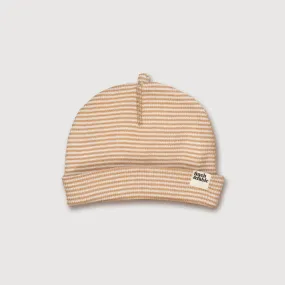 Wool Rib Baby Hat - Fawn Stripe