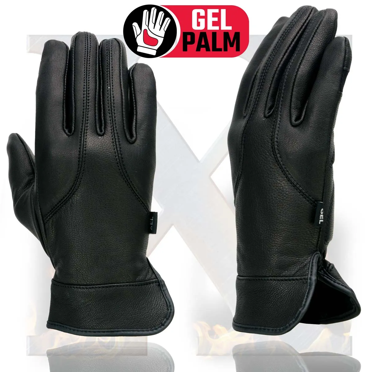 Xelement XG7700 Women's Black Leather Gel Palm Lightweight Motorcycle